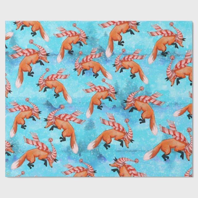 Jumping Fox Wrapping Paper Geschenkpapier (Flach)