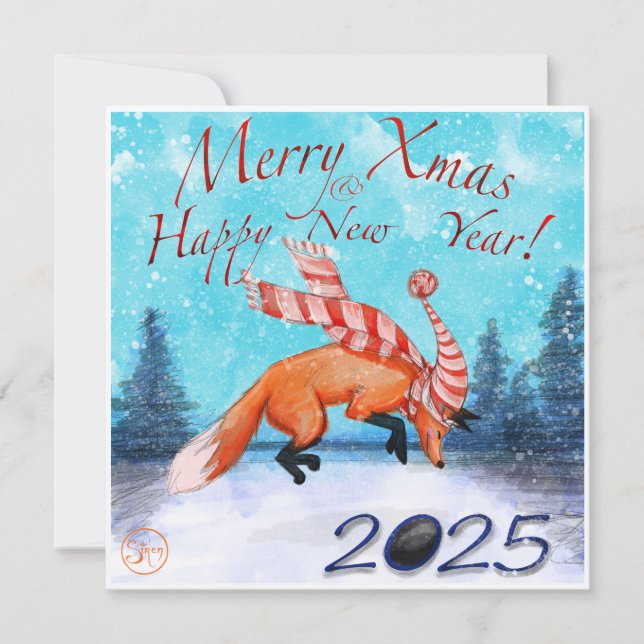 Jumping Fox Xmas Card Karte (Vorderseite)