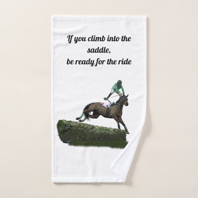 Jumping Horse Jockey in Green Hand Handtuch (Handtuch)