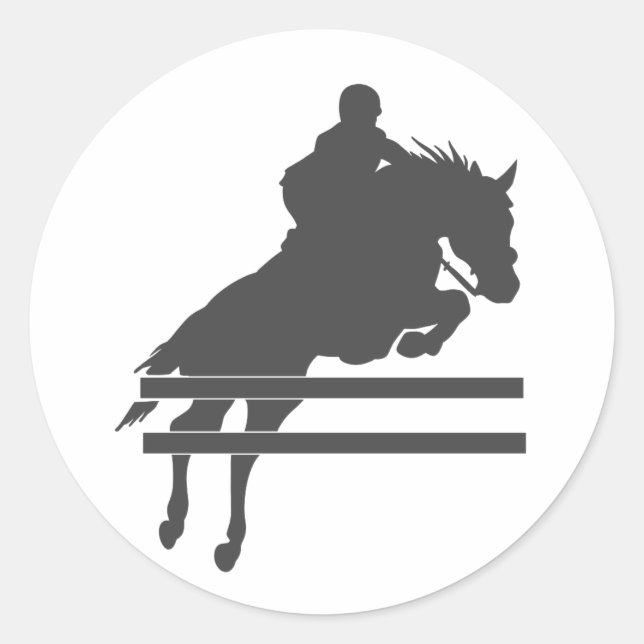 Jumping horse silhouette - Choose background color Runder Aufkleber (Vorderseite)