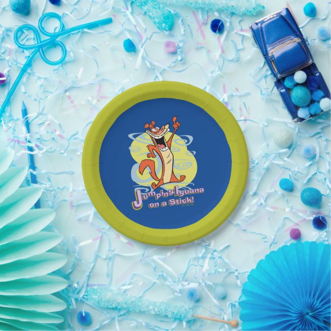 Jumping Igauna auf einem Stick!™ Pappteller (Party)