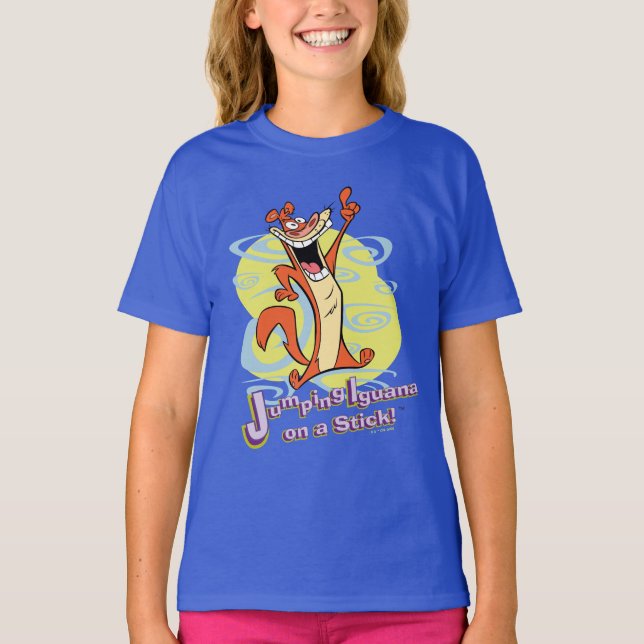 Jumping Igauna auf einem Stick!™ T-Shirt (Vorderseite)