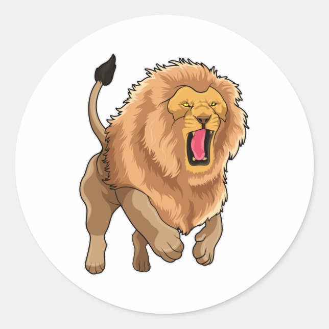 Jumping Lion Runder Aufkleber (Vorderseite)