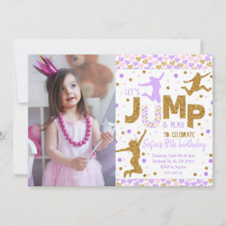 Jumping Party Gold Konfetti Geburtstag Einladung