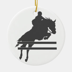 Jumping Pferd Silhouette - Wählen Sie Hintergrund Keramik Ornament
