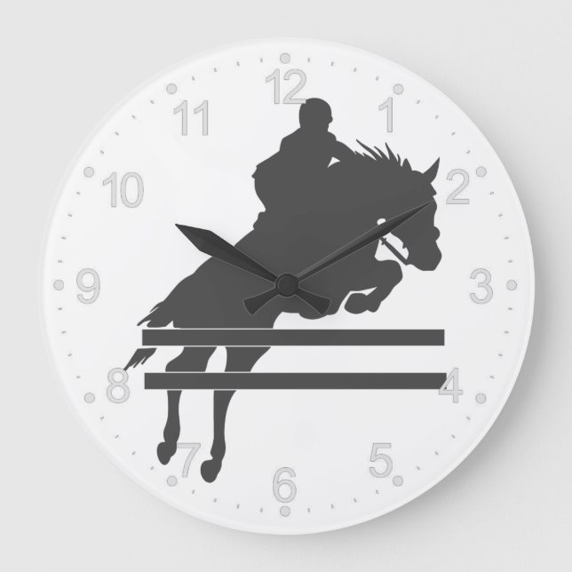 Jumping Pferd Silhouette - Wählen Sie Hintergrundf Große Wanduhr (Vorderseite)