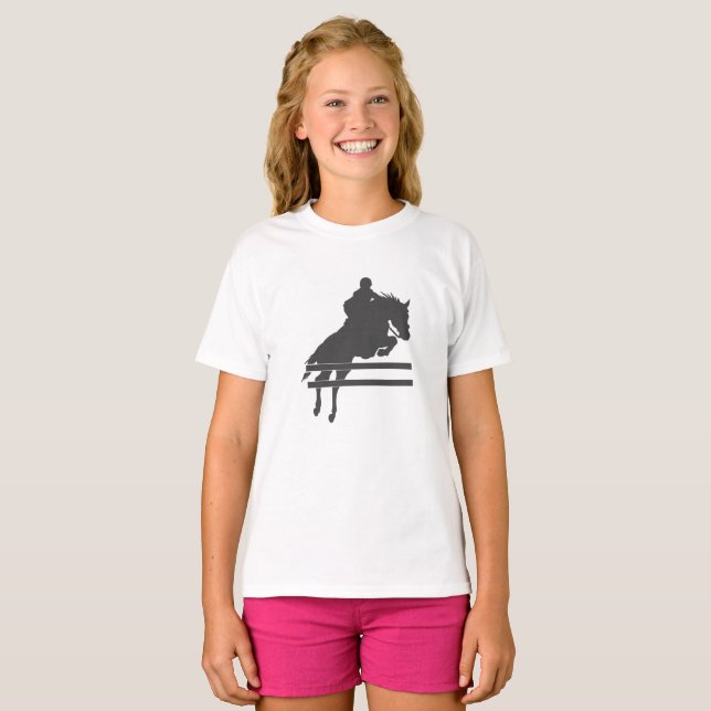 Jumping Pferd Silhouette - Wählen Sie Hintergrundf T-Shirt (Vorne ganz)