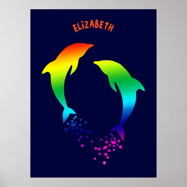 Jumping Rainbow-Delphine mit Blasen Poster (Vorne)