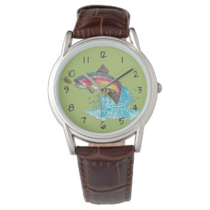Jumping Rainbow Trout Fly Fishing Armbanduhr