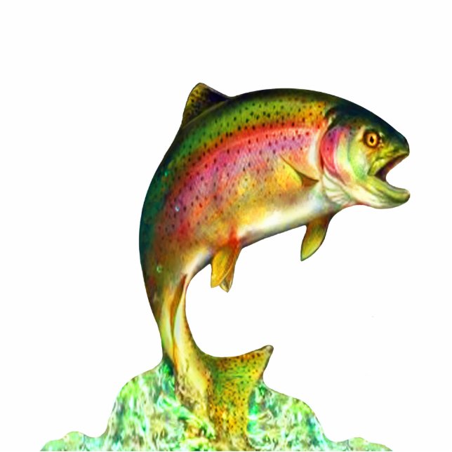 Jumping Rainbow Trout Skulptur Freistehende Fotoskulptur (Vorne)
