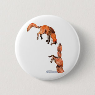 Jumping Red Fox Button