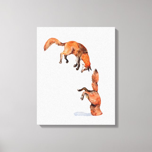 Jumping Red Fox Leinwanddruck (Vorderseite)