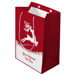 Jumping Rentier Custom Text Medium Geschenktasche Mittlere Geschenktüte