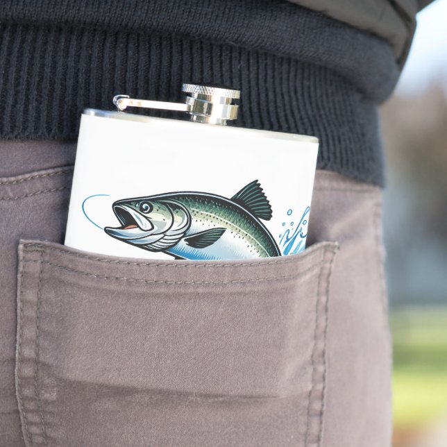 Jumping Salmon Splash Gift for Fisherman Art Flachmann (Beispiel)