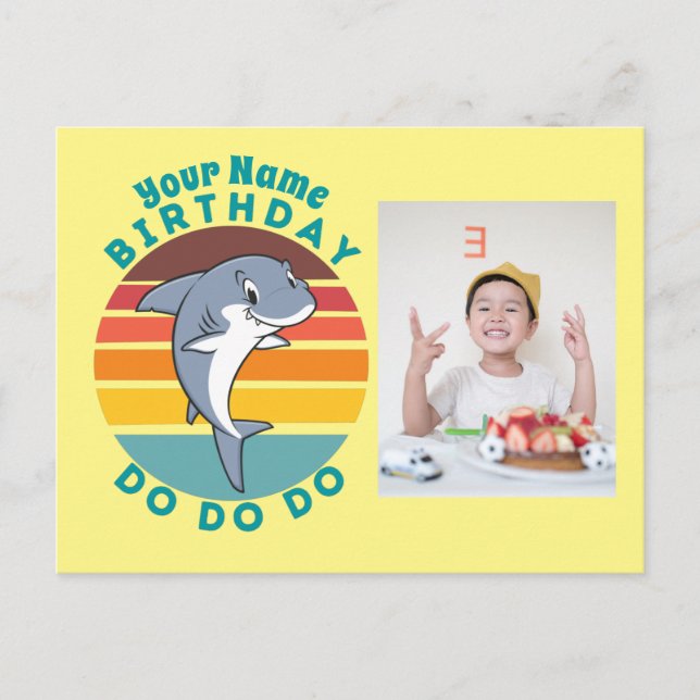 Jumping Shark Birthday Feiertagspostkarte (Vorderseite)