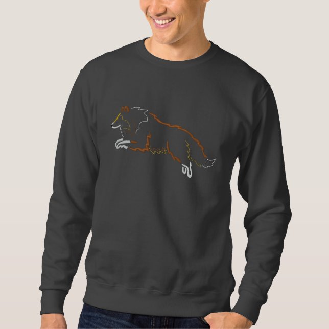Jumping Sheltie besticktes Sweatshirt (Vorderseite)