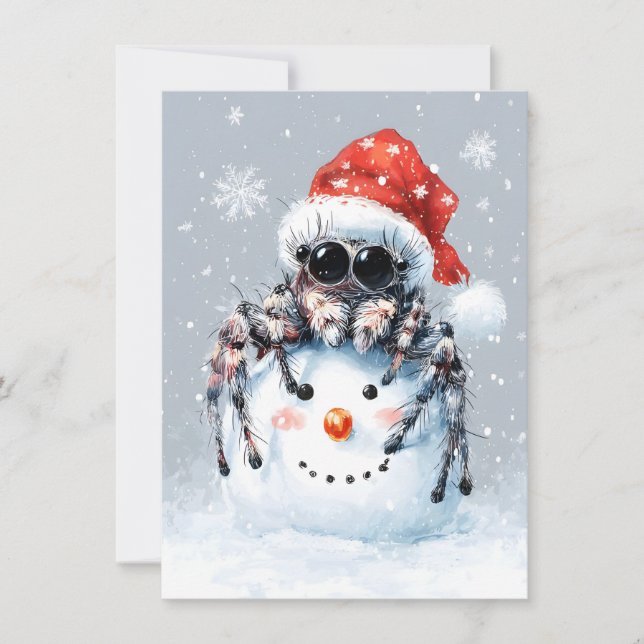 Jumping Spider Snowman Christmas Cards Feiertagskarte (Vorderseite)
