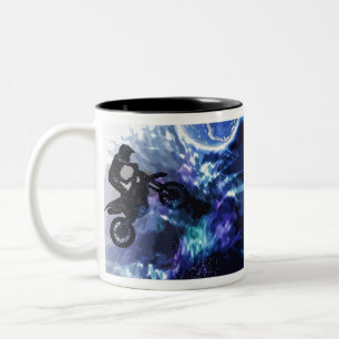 Jumping through Space - Motocross Rider Zweifarbige Tasse