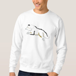 Jumping Tri Color Sheltie besticktes Sweatshirt
