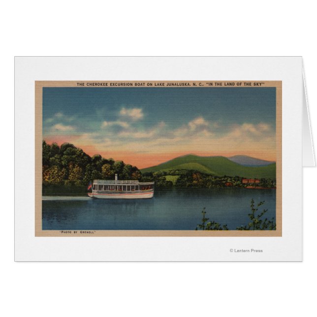 Junaluska-See, NC - Sicht auf das Cherokee-Boot (Vorderseite (Horizontal))