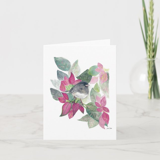 Junco Bird Blume Card Karte (Vorderseite)