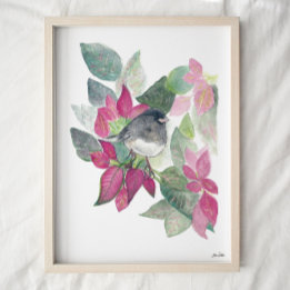 Junco Dark Mit Augen Bird Watercolor Art Print Poster