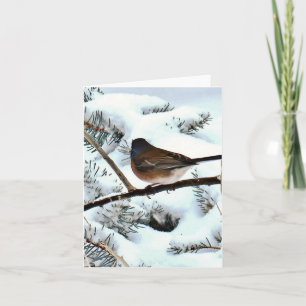 Junco im Schnee, 4" x 5,6" gefaltete Blankokarte Dankeskarte