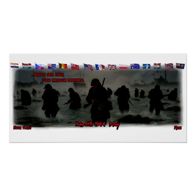 June 6th, 1944 Normandy Landing on a White Poster (Vorderseite)