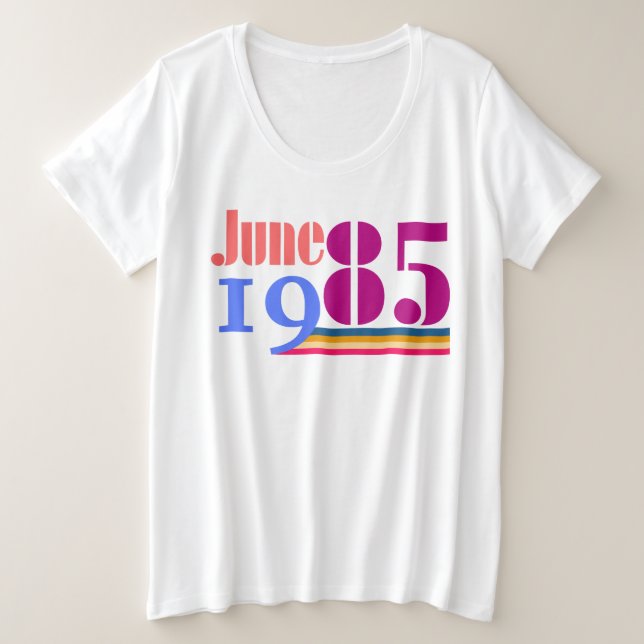 June '85 Bold Retro Plus Size T - Shirt (Design vorne)