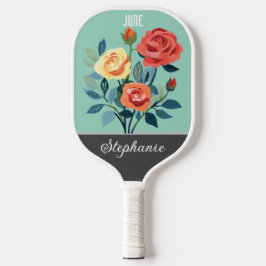 June Birth Blume Individuelle Name Pickleball Schläger