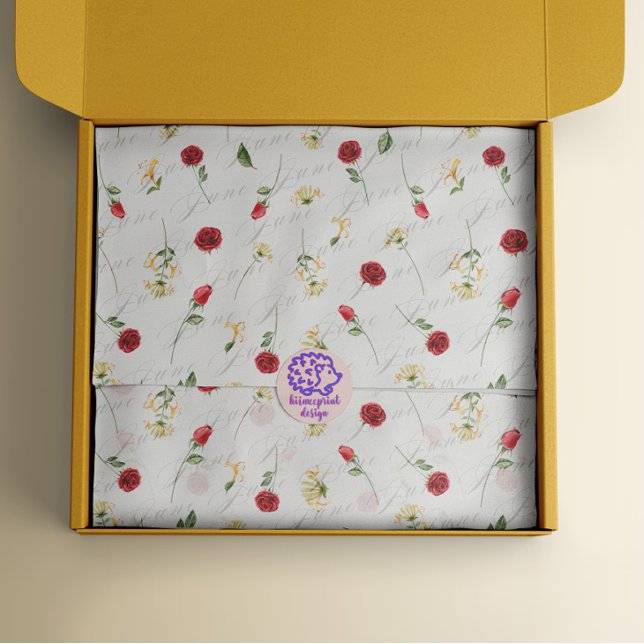 June Birth Month Blume Rose Honeysuckle Seidenpapier (Von Creator hochgeladen)