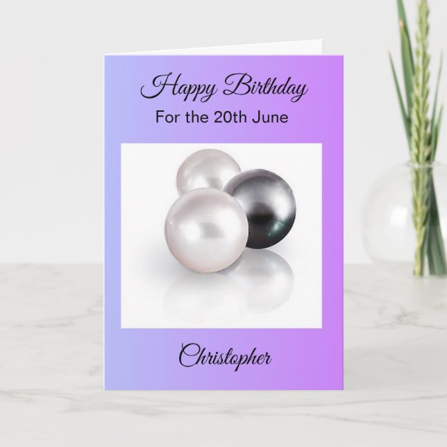 June Birthday Card - Pearls Karte (Vorderseite)