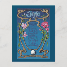 June Birthday Pearl und Rose Postkarte