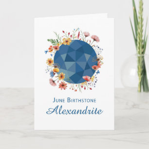 June Birthstone Alexandrite Birthday Wildblumen Karte