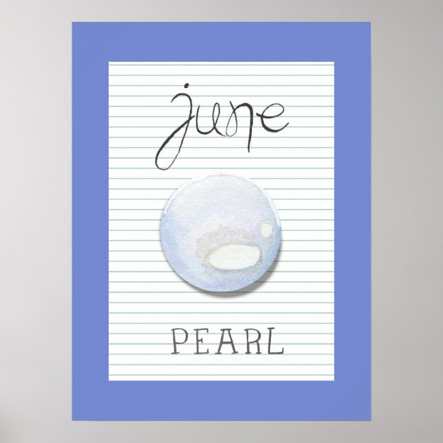 June Birthstone Birth Stone Pearl Artwork Poster (Vorne)