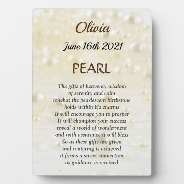 June Birthstone Pearl Design Fotoplatte (Vorderseite)