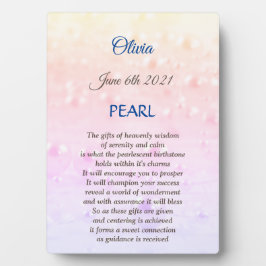 June Birthstone Pearl Tabletop Plaque mit Easel Fotoplatte