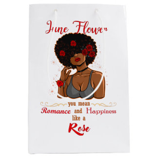 June Blume Rose Black Birthday Queen Melanin Mittlere Geschenktüte