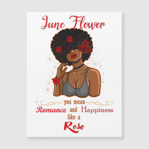 June Blume Rose Black Birthday Queen Melanin Wome Magnetkarte