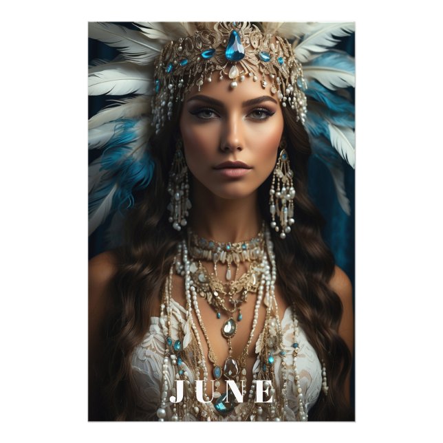 *~ JUNE Boho Frau BIRTHDAY PEARLS AP53 Fotodruck (Vorne)