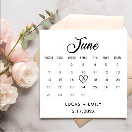 June Calendar Dark Black Wedding Serviette