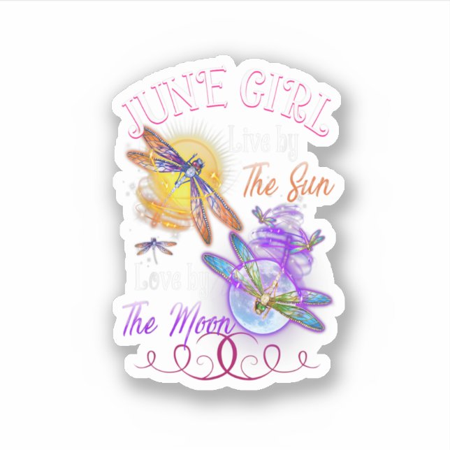 June Girl Lover Moon Draquelly Funny Birthday Aufkleber (Vorderseite)