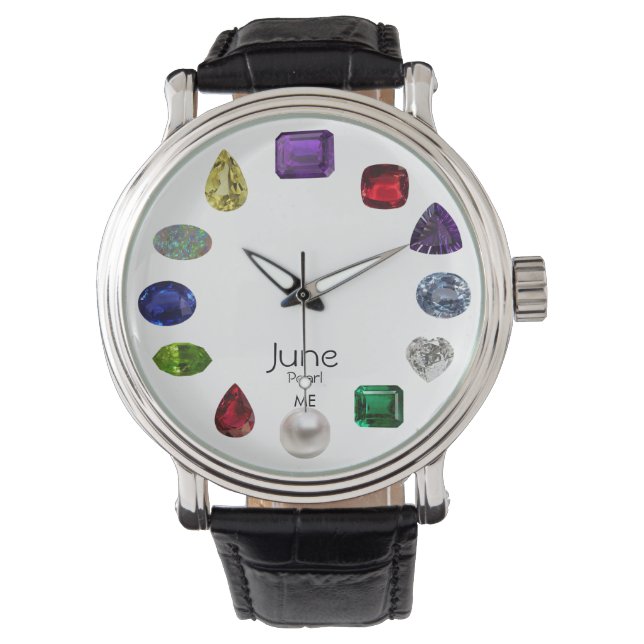 June Pearl Birthstone Design Armbanduhr (Vorderseite)