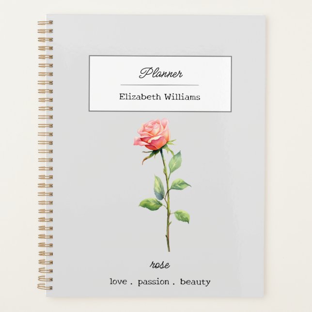 JUNE ROSE BIRTH BLUME PERSONALISIERT PLANER (Vorderseite)