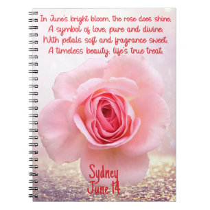 June Rose Birth Blume Spiral Notebook Notizblock