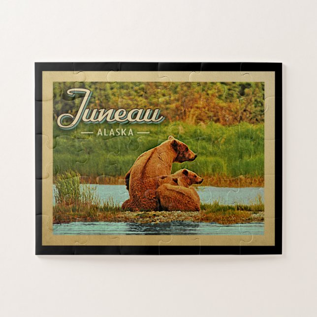Juneau Alaska Bears Vintage Travel (Horizontal)