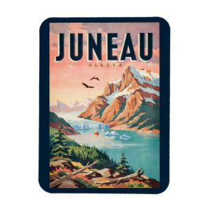 Juneau Alaska Gletscher Illustration Reise Kunst V Magnet