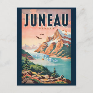 Juneau Alaska Gletscher Illustration Reise Kunst V Postkarte