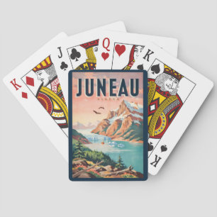 Juneau Alaska Gletscher Illustration Reise Kunst V Spielkarten