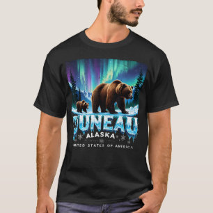 Juneau Alaska Grizzlybär Nordlichter Sommer T-Shirt